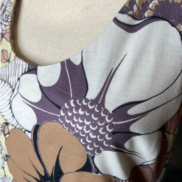 Easel Maxi Dress in Brown Yellow and White Floral Print Crochet Straps Size M - Picture 2 of 7